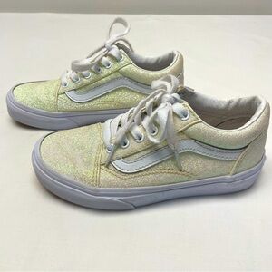 Vans Shoes Old Skool Glitter White Kids/Girls Size 1 1/2